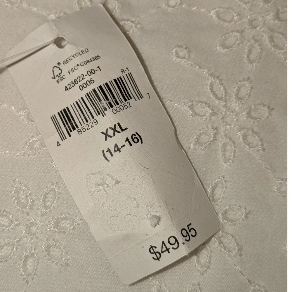 Gap Kids White Eyelet Cap Sleeve Dress‎ Size XXL 14 16 NWT $50